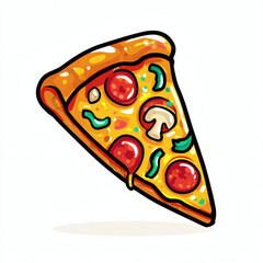 Pizza Slice in Realistic Watercolor Style