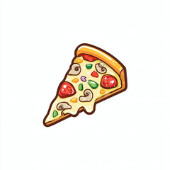 Pizza Slice in Realistic Watercolor Style