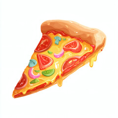 Pizza Slice in Realistic Watercolor Style