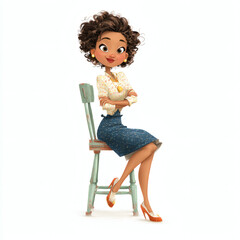 Girl Sitting on Chair &ndash; Whimsical Illustration