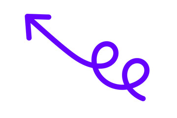 Purple curly arrow isolated on transparent background