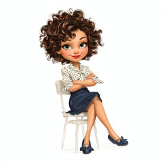 Girl Sitting on Chair &ndash; Whimsical Illustration