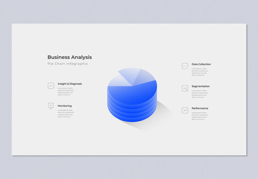 Minimalist Business Analysis Pie Chart Infographic with 5 Steps for Presentation Blue Accents