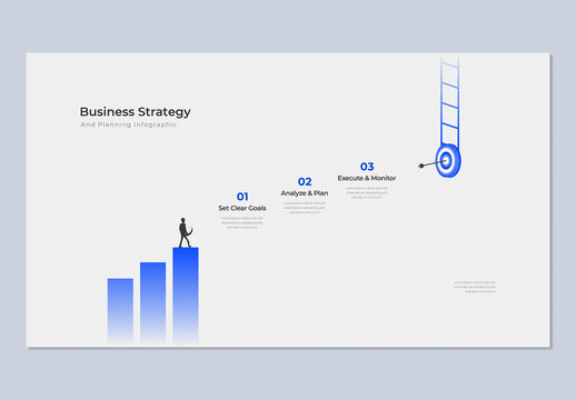 3 Step Business Strategy and Planning Infographic Diagram Template
