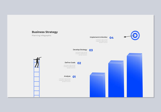 3 Step Business Strategy and Planning Target Infographic Presentation