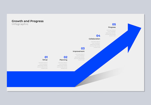 5 Step Business Growth Arrow Infographic Template for Progress and Success