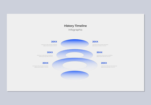 Modern Abstract History Timeline Infographic Template with 6 Steps and Circular Elements