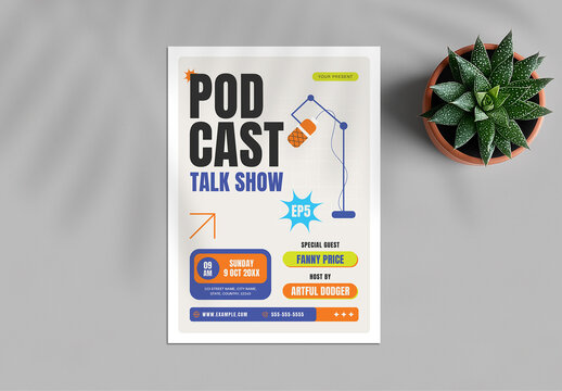 Modern Podcast Talk Show Flyer Template