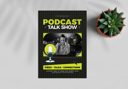 Modern Podcast Flyer Template for Talk Show Promotion