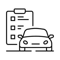 Car with checklist symbolizing car inspection.