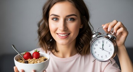 Breakfast Time for a Happy Woman