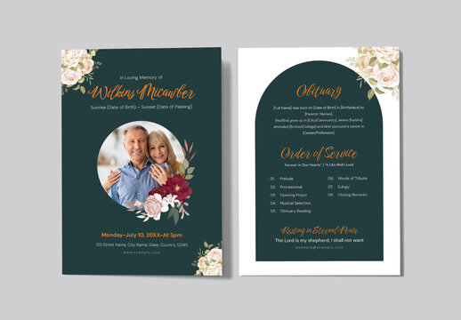 Funeral Obituary Program Memorial Service Template