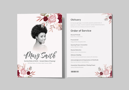 Funeral Program Template for Memorial and Celebration