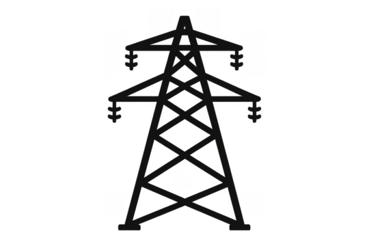 Electricity pylon icon representing power transmission grid