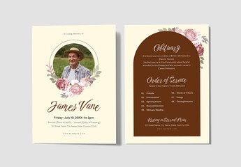 Elegant Funeral Program and Obituary Template