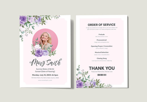 Elegant Funeral Memorial Program Brochure Template