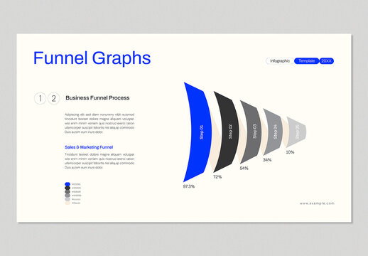 Funnel Graph Chart Infographic for Business Process and Marketing Data Presentation