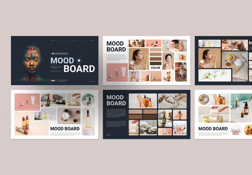 Fashion Mood Board Presentation Template Layout with Light and Dark Theme