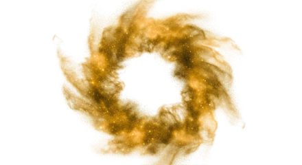 Golden Glowing Dust Particle Swirl Ring Vortex Portal Effect Transparent Background