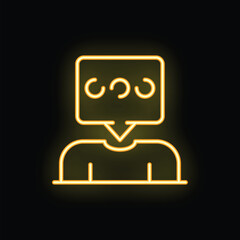 Neon sign of the concept of thinking with a person and thought bubble above containing loading icons