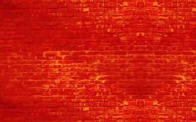 Obraz premium Texture of old red brick wall large background.