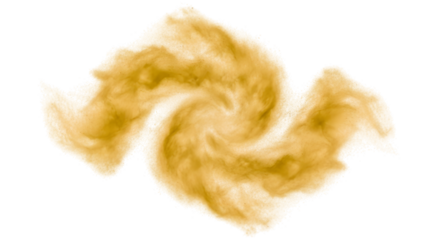 Swirling Golden Brown Dust Smoke Vortex Spiral Effect Transparent Background