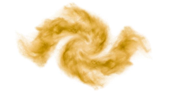 Swirling Golden Brown Dust Smoke Vortex Spiral Effect Transparent Background