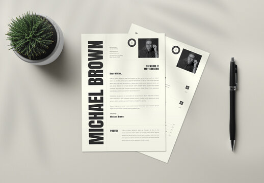 Bold and Modern Resume CV and Cover Letter Template Set