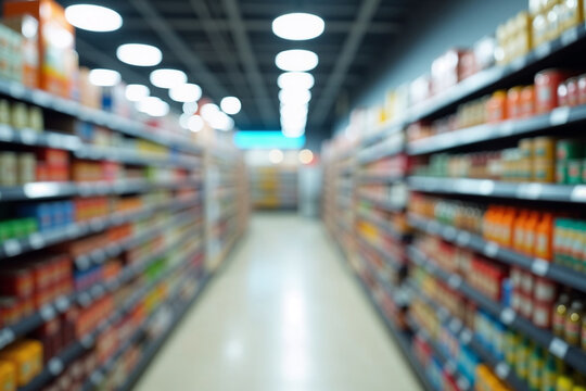 Bokeh Effect: Retail Store Shelves and Consumer Products