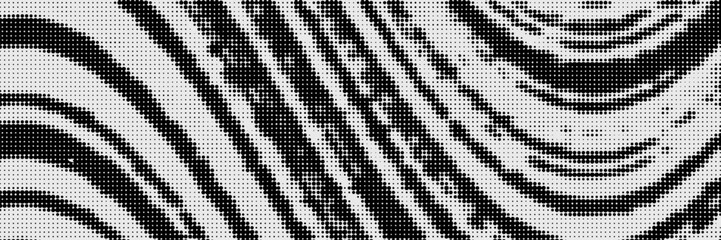 Dotted gradient vector illustration, white and black halftone background, horizontal seamless dotted lines, monochrome dots texture backdrop, retro effect. modern