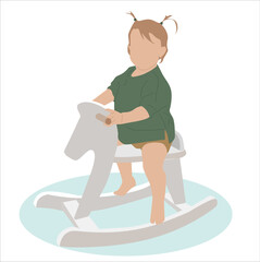 children riding a toy horse,children riding a toy horse