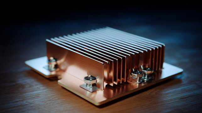 Aluminum Heat Sink with Cooling Fins - Electronic Component Technology Closeup