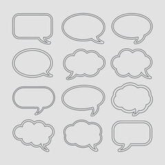 Obraz premium Collection of hand drawn speech bubbles and thought bubbles outlines