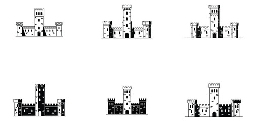 Industrial Factory Silhouette Set – Black Manufacturing Building Icons for Industry, Production, and Energy Design