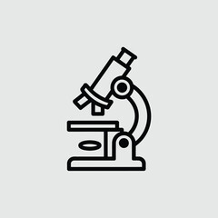 Microscope Line Icon – Minimal Scientific Instrument Vector for Laboratory, Biology, and Research Design