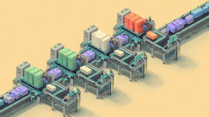 Kafka Message Streaming Technology - Isometric Data Flow Visualization