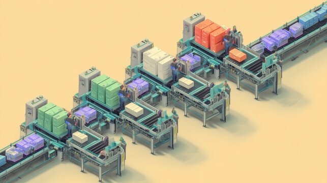 Kafka Message Streaming Technology - Isometric Data Flow Visualization
