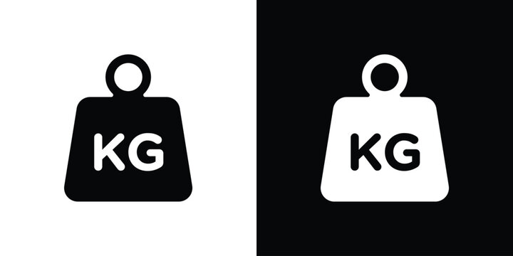 Weight icon in solid silhouette set. Vector Illustration.