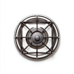 Elegant Gas Stove Burner with Metal Grate in Isolated White Background for Kitchen Use and Design Inspiration