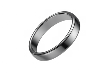 Silver wedding band representing eternal love and commitment, jewelry for marriage on transparent background