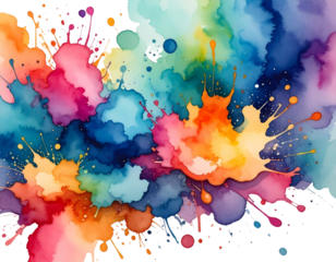 Vibrant Watercolor Splashes Set – Colorful Artistic Brushstroke PNG 