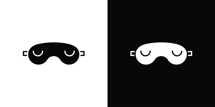 Sleeping mask icon in solid silhouette set. Vector Illustration.