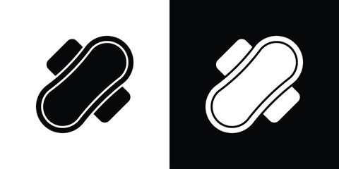 Sanitary pad icon in solid silhouette set. Vector Illustration.