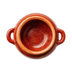 Traditional Rustic Clay Pot with Brown Glaze and Side Handles for Culinary and Decorative Use