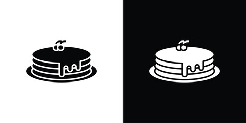 pancakes icon in solid silhouette set. Vector Illustration.