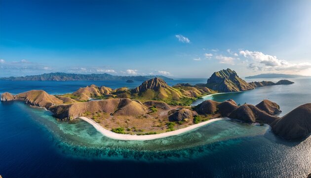 Aerial View Of Pulau Padar Island In Between Komodo And Rinca Islands Near Labuan Bajo In Indonesia
