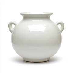 White Ceramic Pot with Smooth Surface and Rounded Shapes, Perfect for Home Decor and Interior Design Inspiration