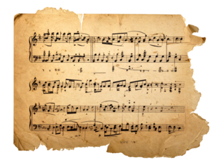 Fragment Of Vintage Sheet Paper With Musical Notes Old Aged Texture Grunge Background Antique Paper Manuscript Isolated