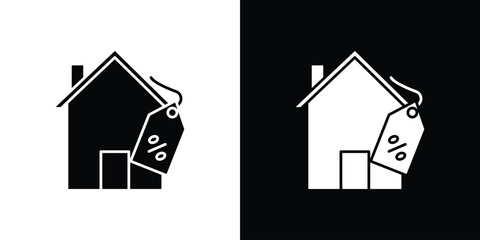 House for sale icon in solid silhouette set. Vector Illustration.