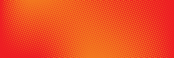 Polka dot pop art halftone pattern. Red dots on orange background © Beni